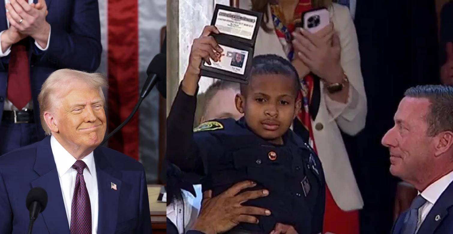 特朗普国会演讲，任命13岁脑癌患者为特勤局特工，民主党人沉默举牌：你削减了癌症研究